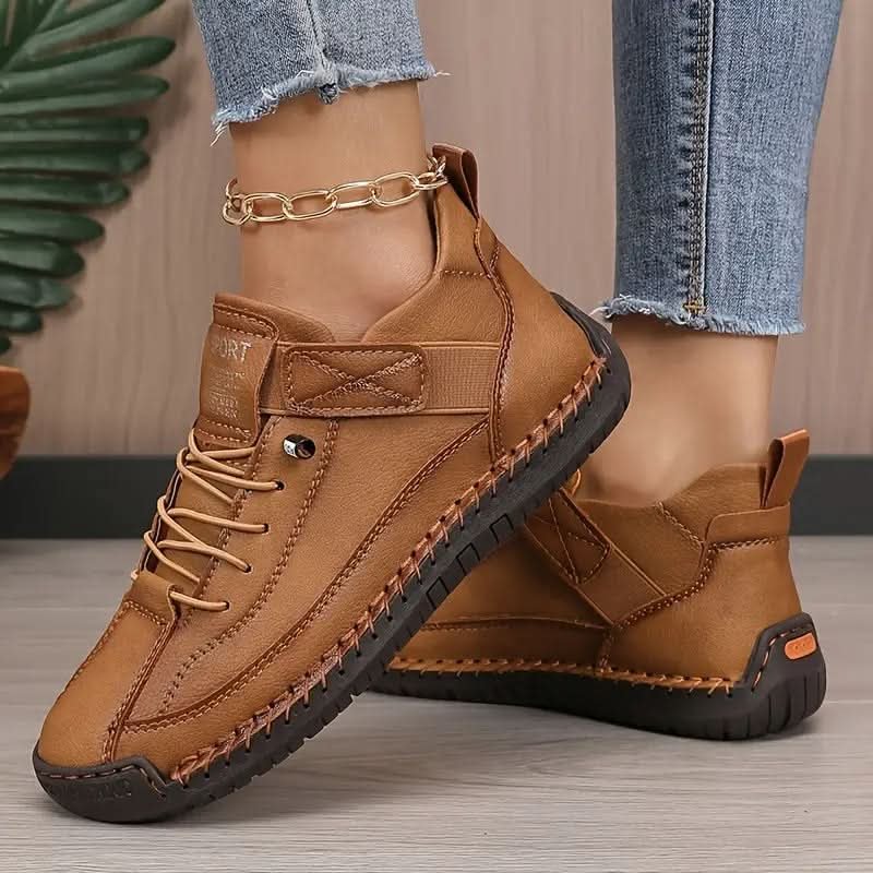 Women's Orthopedic Sneakers | Leather Slip-On with Cushioned Sole Angle