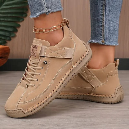 Women's Orthopedic Sneakers | Leather Slip-On with Cushioned Sole Detail