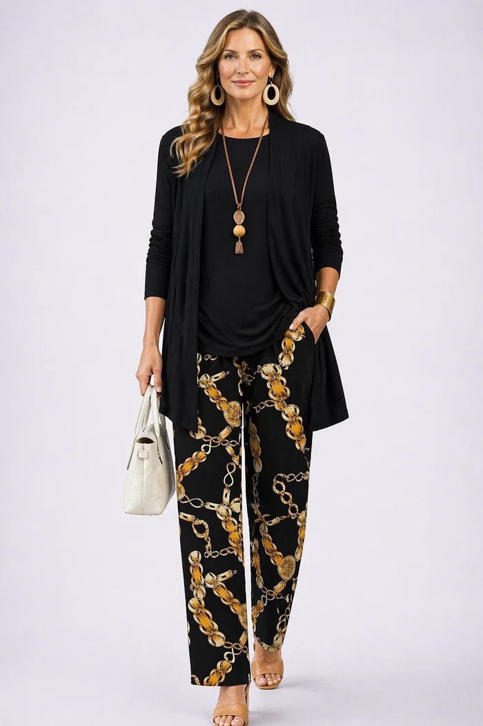 Women's Relaxed 3-Piece Set | Cardigan Top and Wide-Leg Trousers Alternate