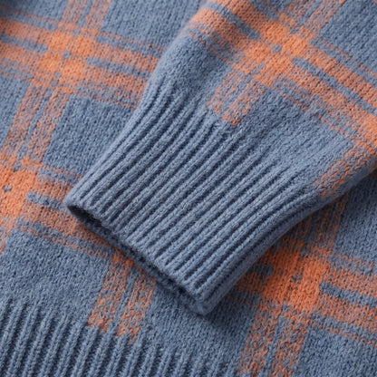 Women's Retro Check Sweater with Shirt Collar Alternate