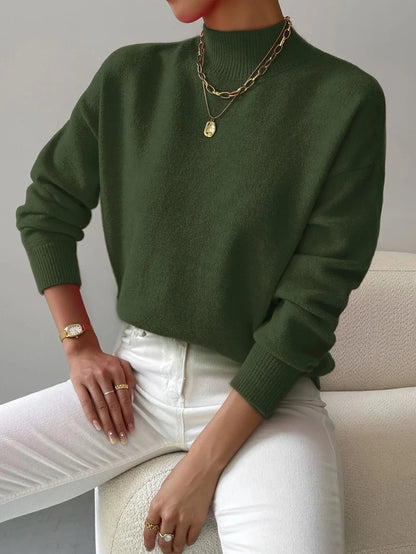 Women's Ribbed Roll Neck Sweater with Fitted Cuffs Angle