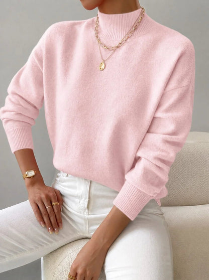 Women's Ribbed Roll Neck Sweater with Fitted Cuffs Detail