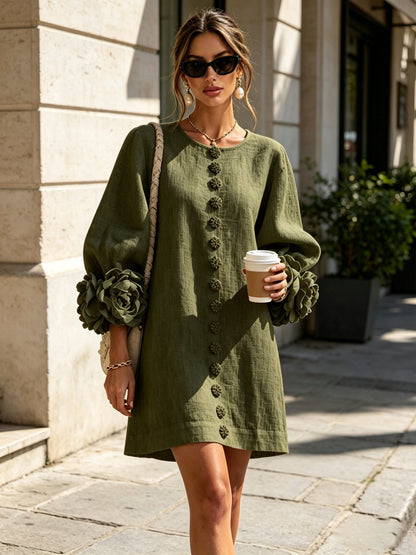 Women's Sculptural Shift Dress with Statement Sleeves Alternate