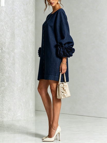 Women's Sculptural Shift Dress with Statement Sleeves View 12