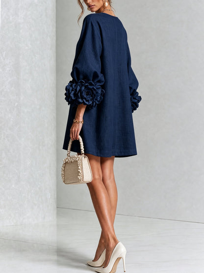 Women's Sculptural Shift Dress with Statement Sleeves View 13