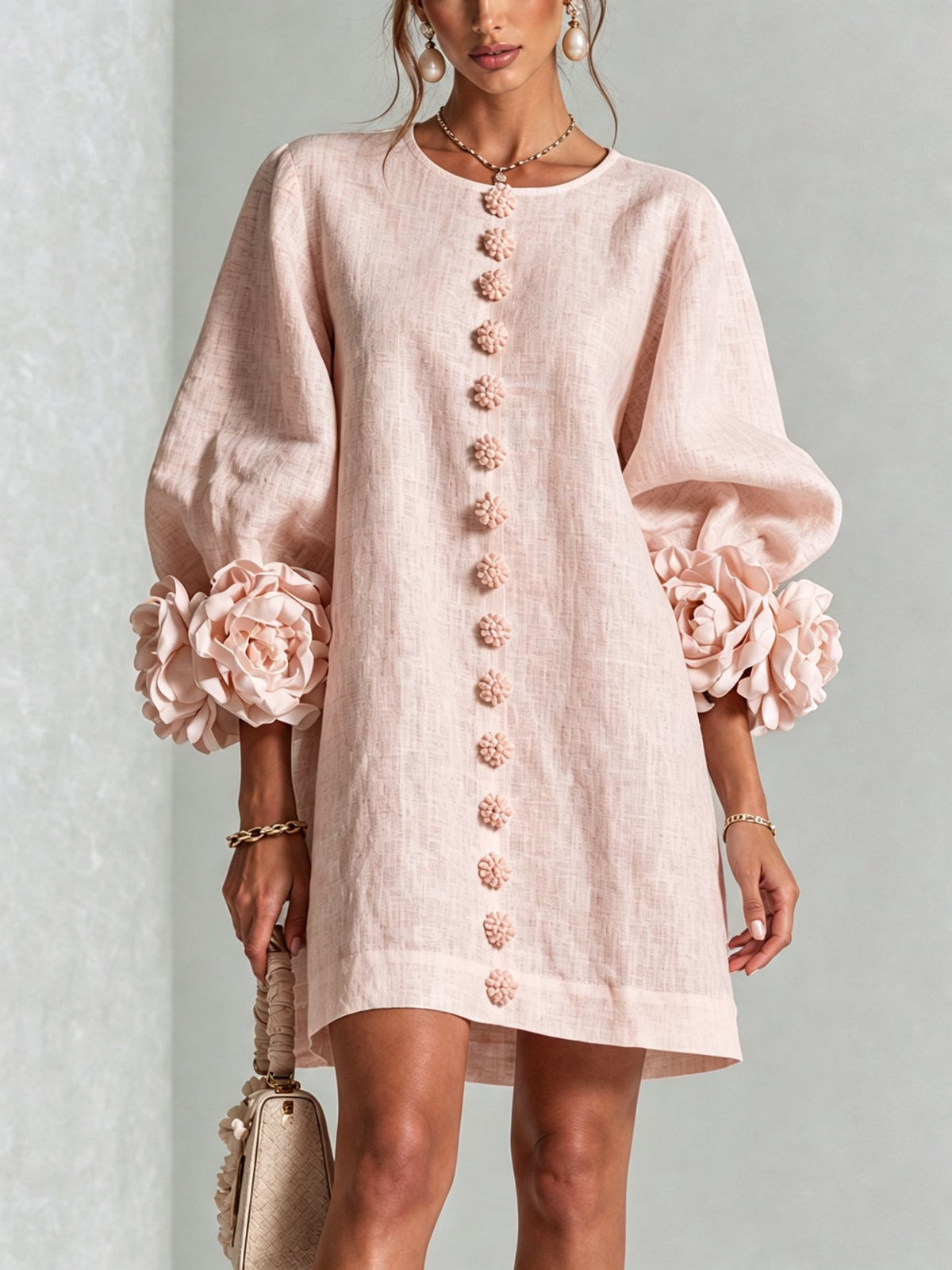 Women's Sculptural Shift Dress with Statement Sleeves View 19