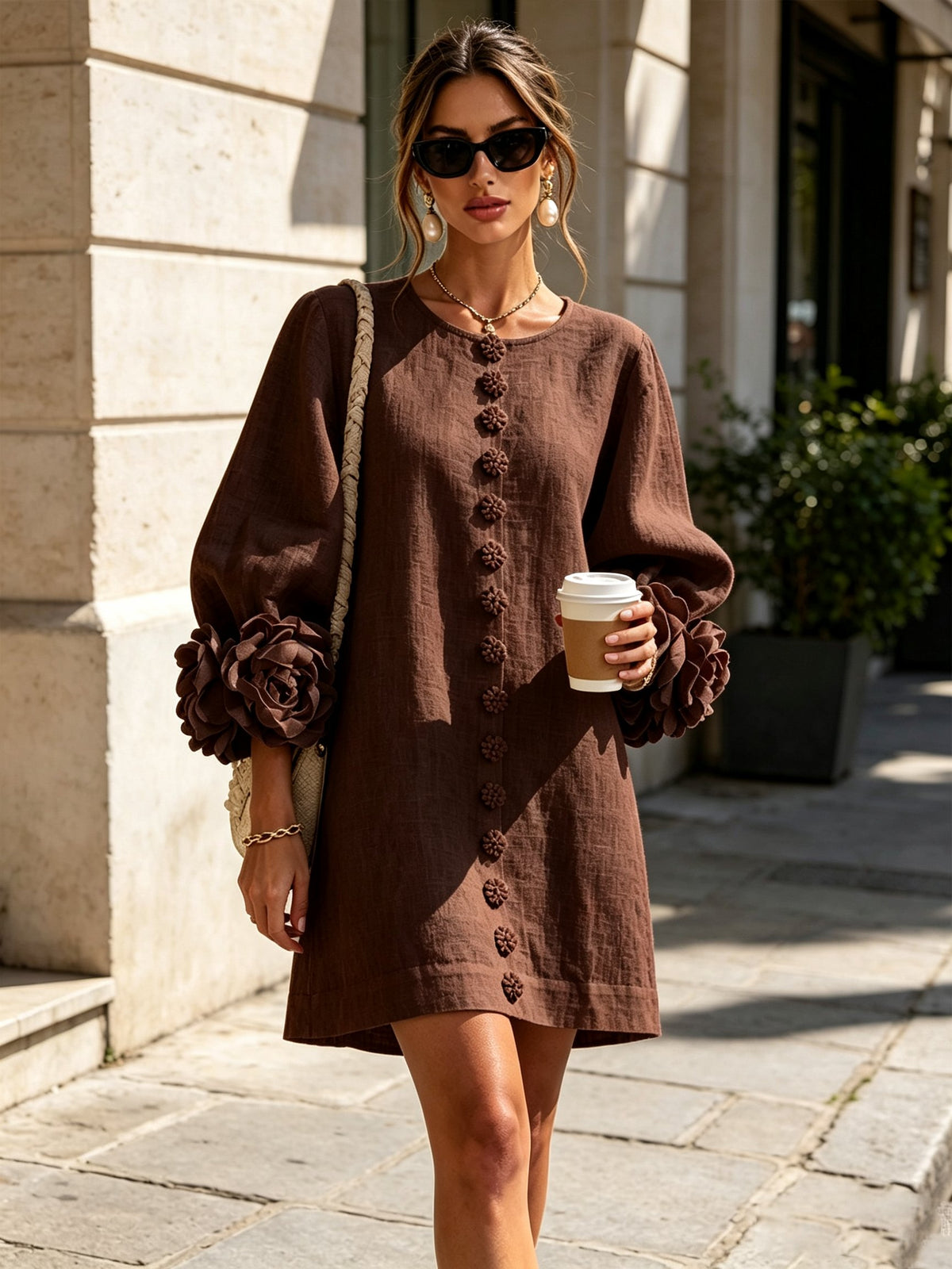 Women's Sculptural Shift Dress with Statement Sleeves View 30