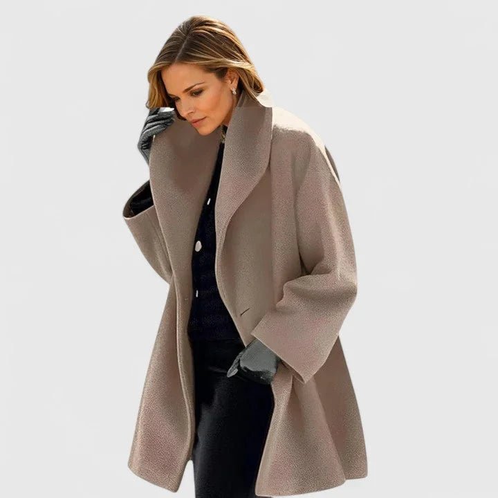 Women's Shawl Collar Wool Coat | Button-Front Winter Style Back