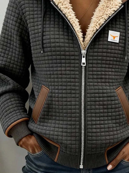 Women's Sherpa-Lined Quilted Jacket | Full-Zip Hooded Warmth Detail