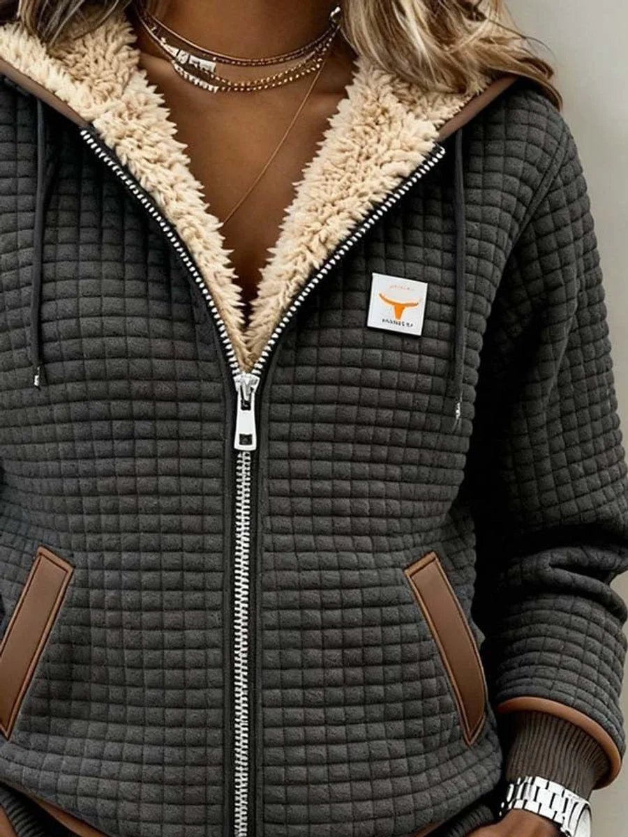 Women's Sherpa-Lined Quilted Jacket | Full-Zip Hooded Warmth Front