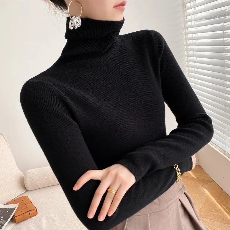 Women's Slim Cashmere Turtleneck Sweater Angle