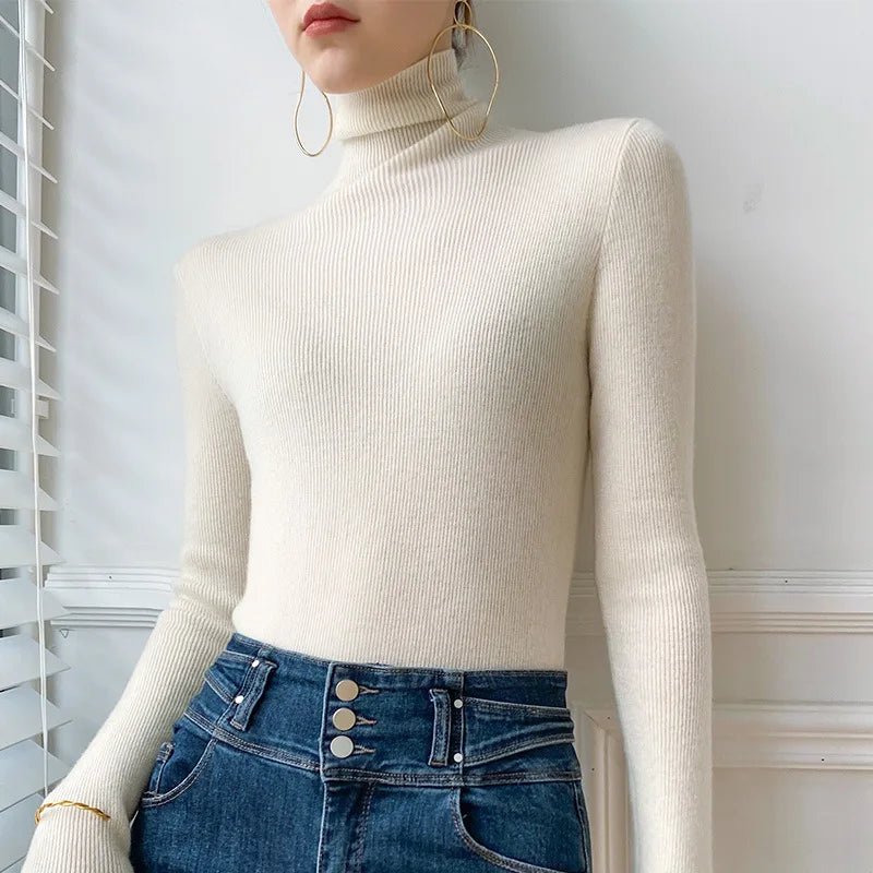 Women's Slim Cashmere Turtleneck Sweater Side