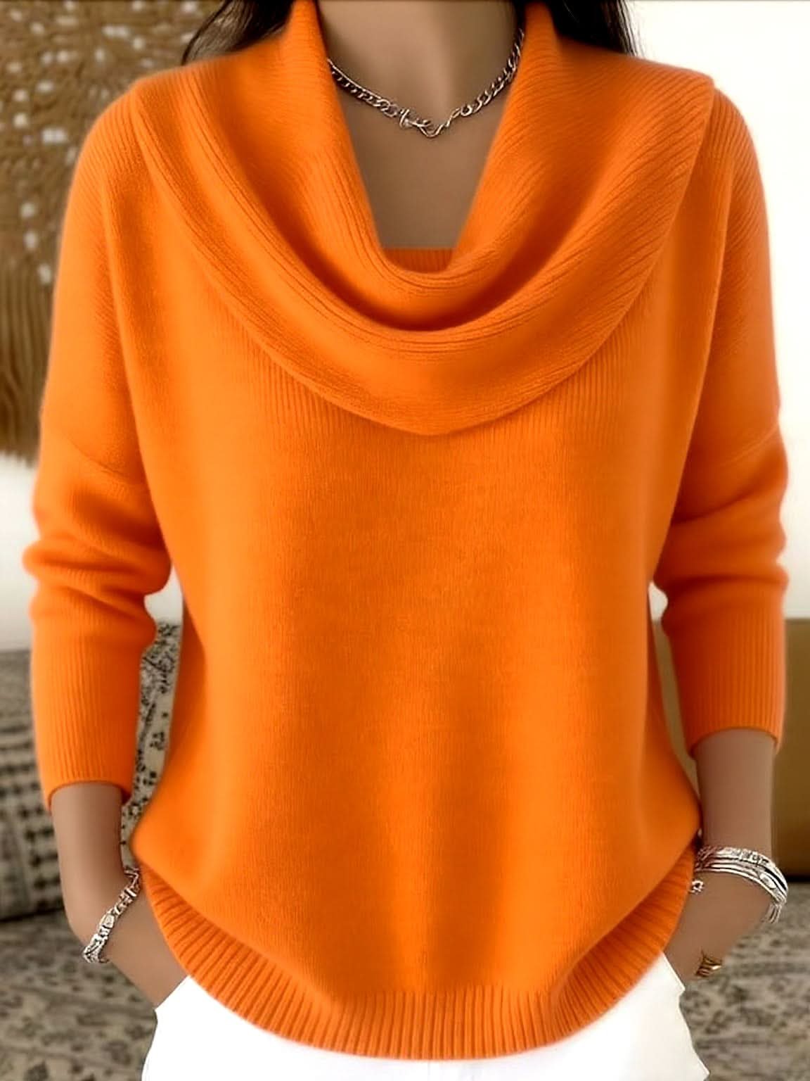 Women's Soft Elegance Cotton Jumper with Cowl Neck Lifestyle