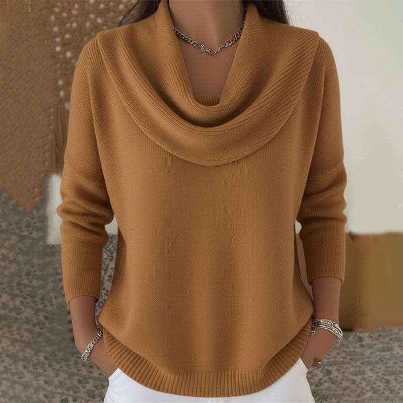 Women's Soft Elegance Cotton Jumper with Cowl Neck Side