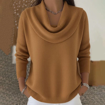Women's Soft Elegance Cotton Jumper with Cowl Neck Side