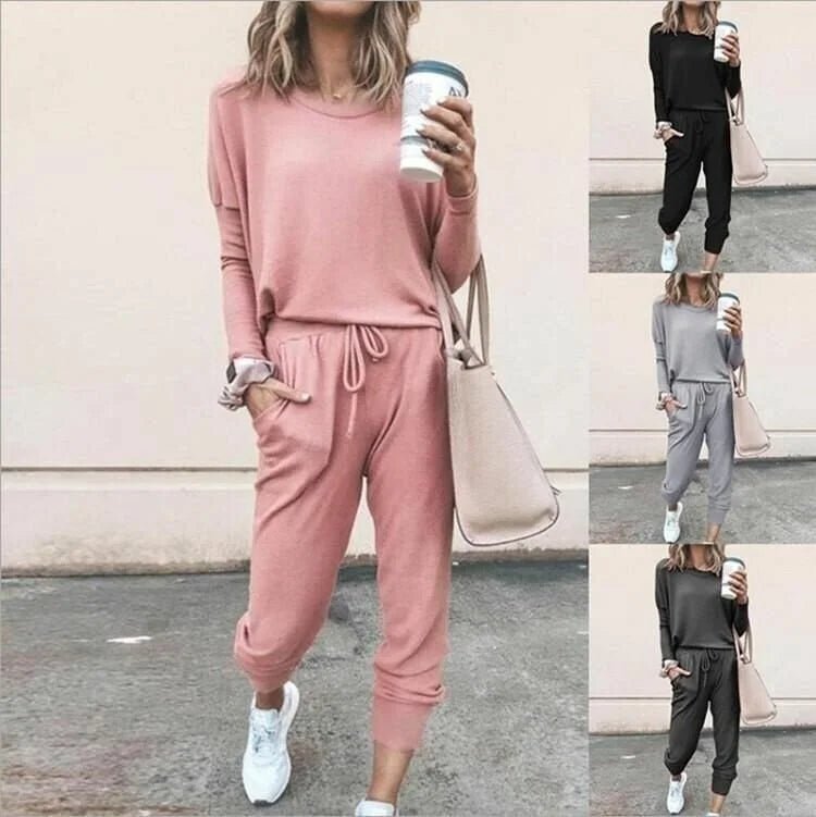 Women's Soft Knit Loungewear Set with Drawstring Joggers Alternate