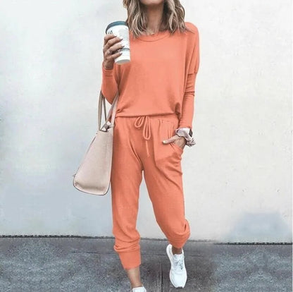 Women's Soft Knit Loungewear Set with Drawstring Joggers Close Up