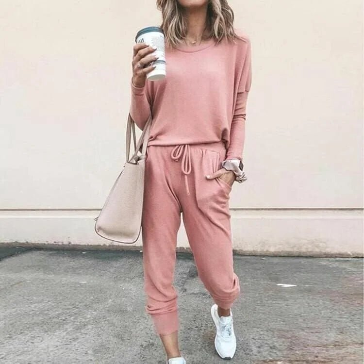 Women's Soft Knit Loungewear Set with Drawstring Joggers Hero