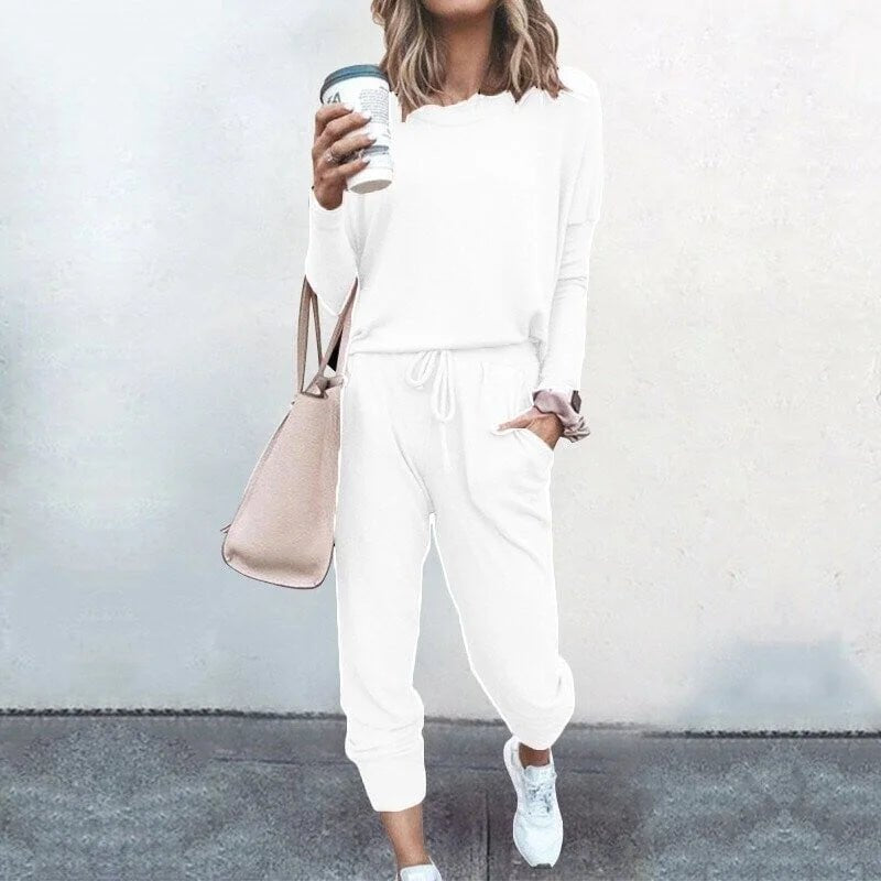 Women's Soft Knit Loungewear Set with Drawstring Joggers Lifestyle