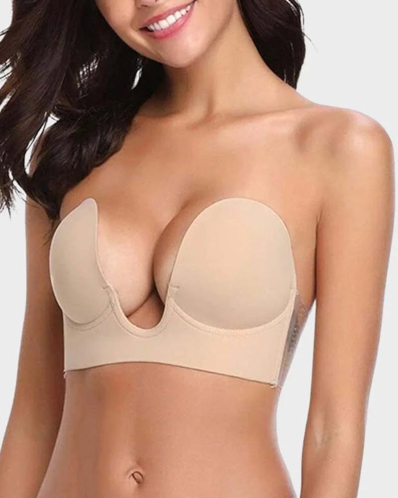 Women's Strapless Push-Up Plunge Bra with Backless Design Detail