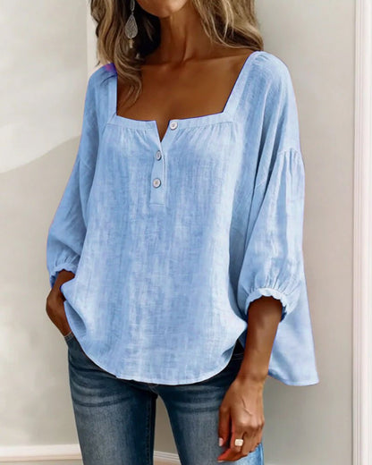 Women's Stylish Relaxed Puff Sleeve Blouse Alternate