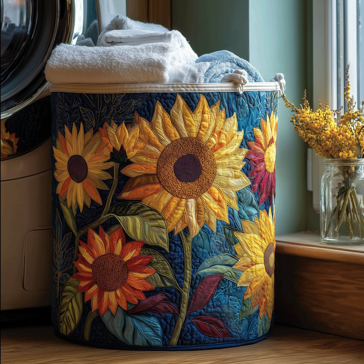 Women's Sunshine Floral Laundry Basket with Quilted Charm Hero