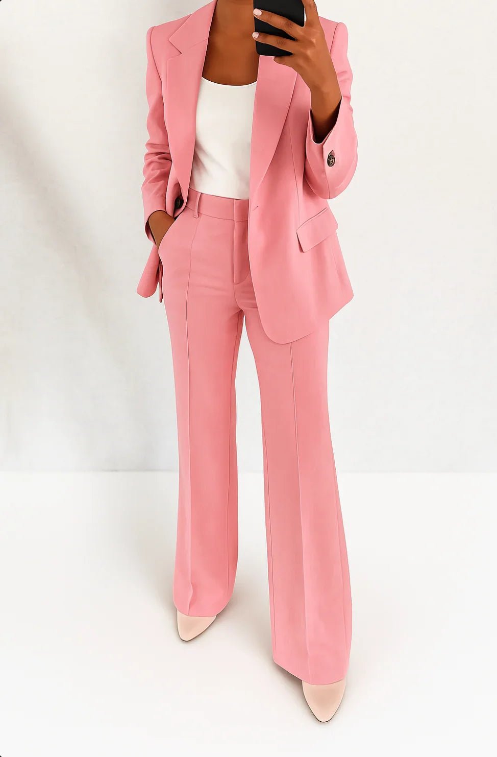 Women's Tailored Blazer Set | Straight Leg Trousers Suit Back