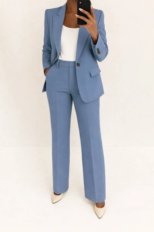 Women's Tailored Blazer Set | Straight Leg Trousers Suit Hero