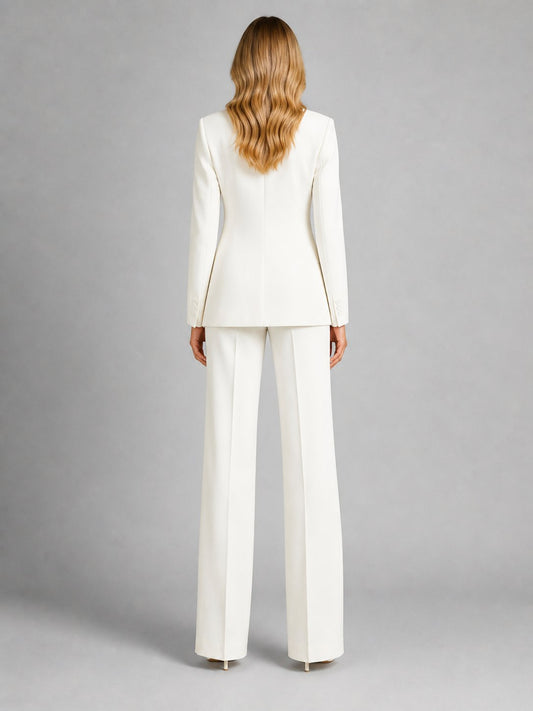 Women's Tailored Blazer Set | Wide-Leg Trousers Smart Occasion Front