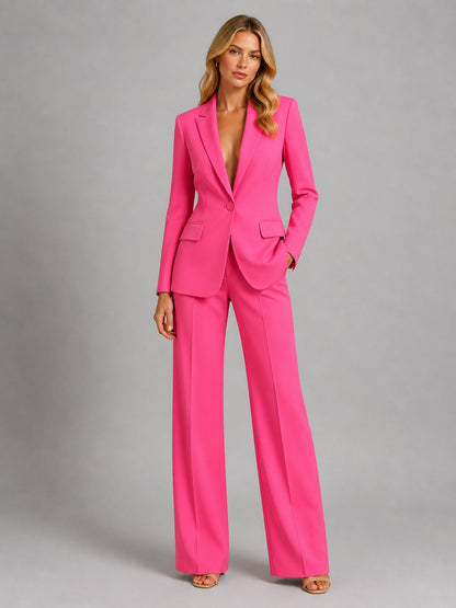 Women's Tailored Blazer Set | Wide-Leg Trousers Smart Occasion Lifestyle
