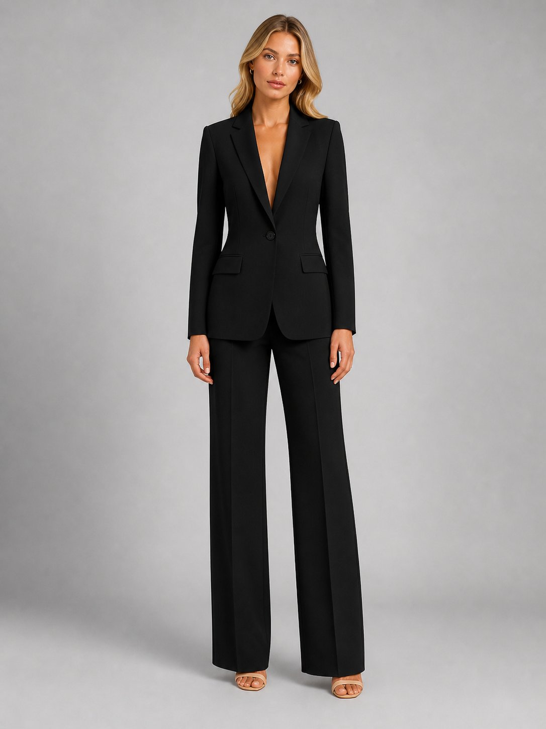 Women's Tailored Blazer Set | Wide-Leg Trousers Smart Occasion Side