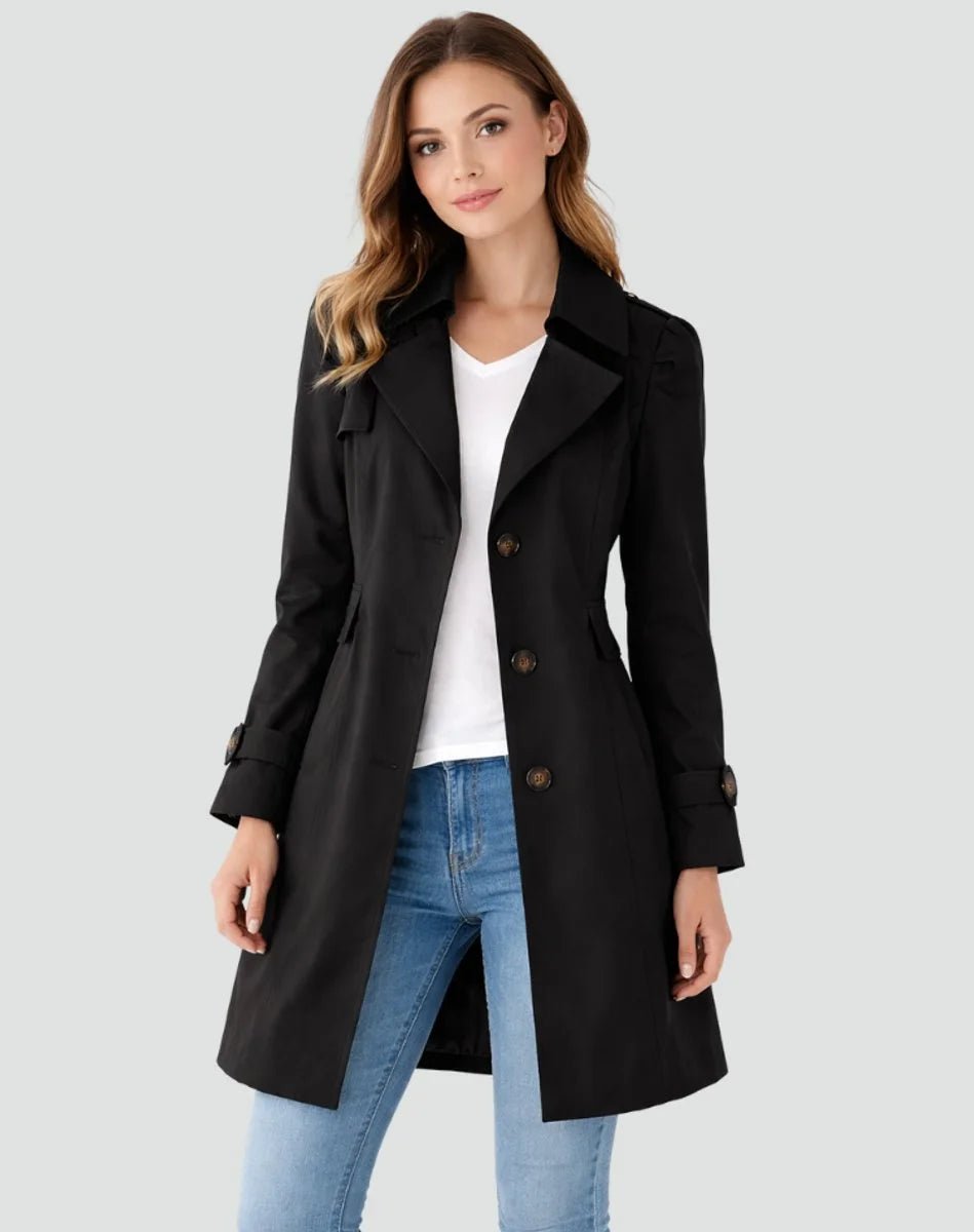 Women's Tailored Double-Breasted Trench Coat with Mid-Length Fit Hero