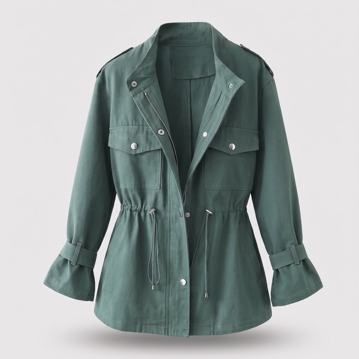 Women's Tailored Overcoat with Cinched Waist Side