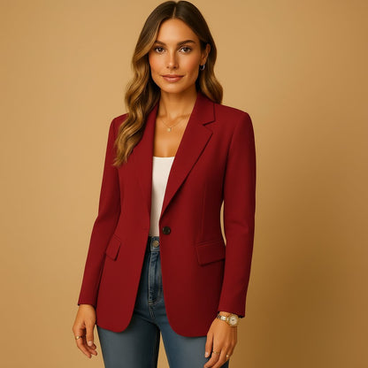 Women's Tailored Single-Breasted Blazer with Clean Silhouette Detail