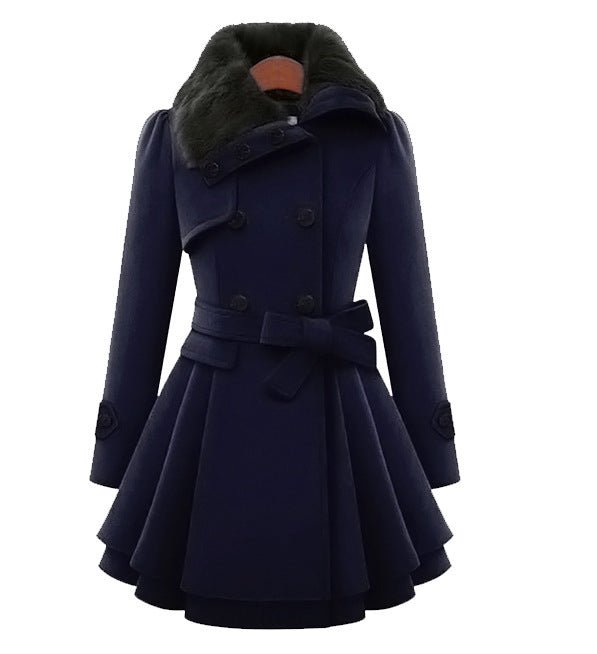 Women's Vintage Flair Trench Coat with Tiered Hem Back