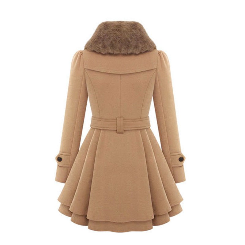 Women's Vintage Flair Trench Coat with Tiered Hem Detail