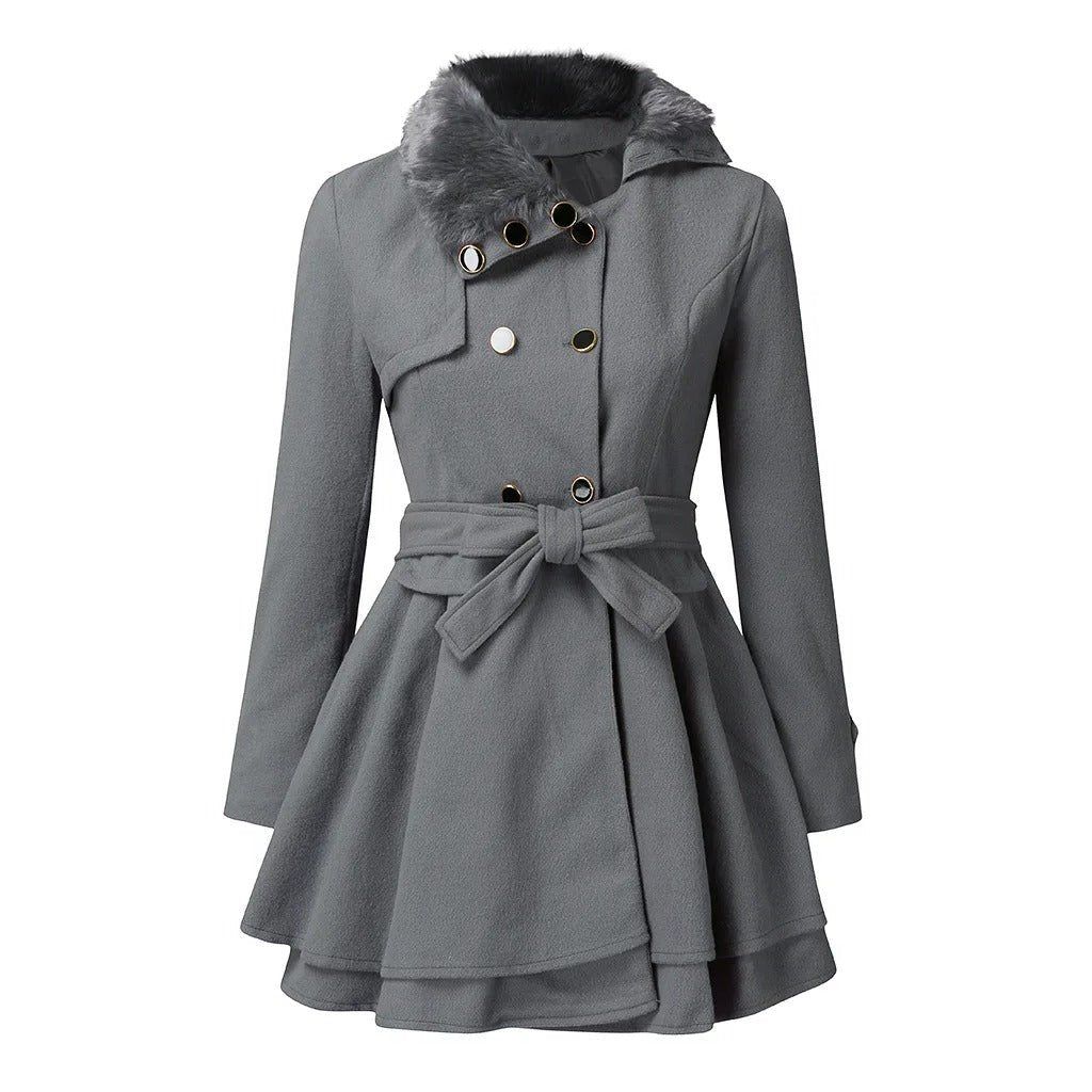 Women's Vintage Flair Trench Coat with Tiered Hem Hero