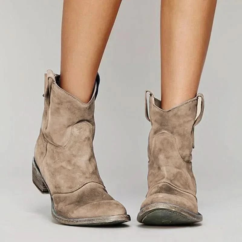Women's Vintage Western Ankle Boots with Pull-Tab Hero