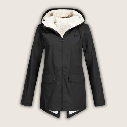 Women's Waterproof Hooded Jacket with Sherpa Lining Back