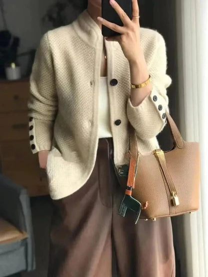Women's Wool Cardigan | Button-Front Relaxed Knit Style Hero
