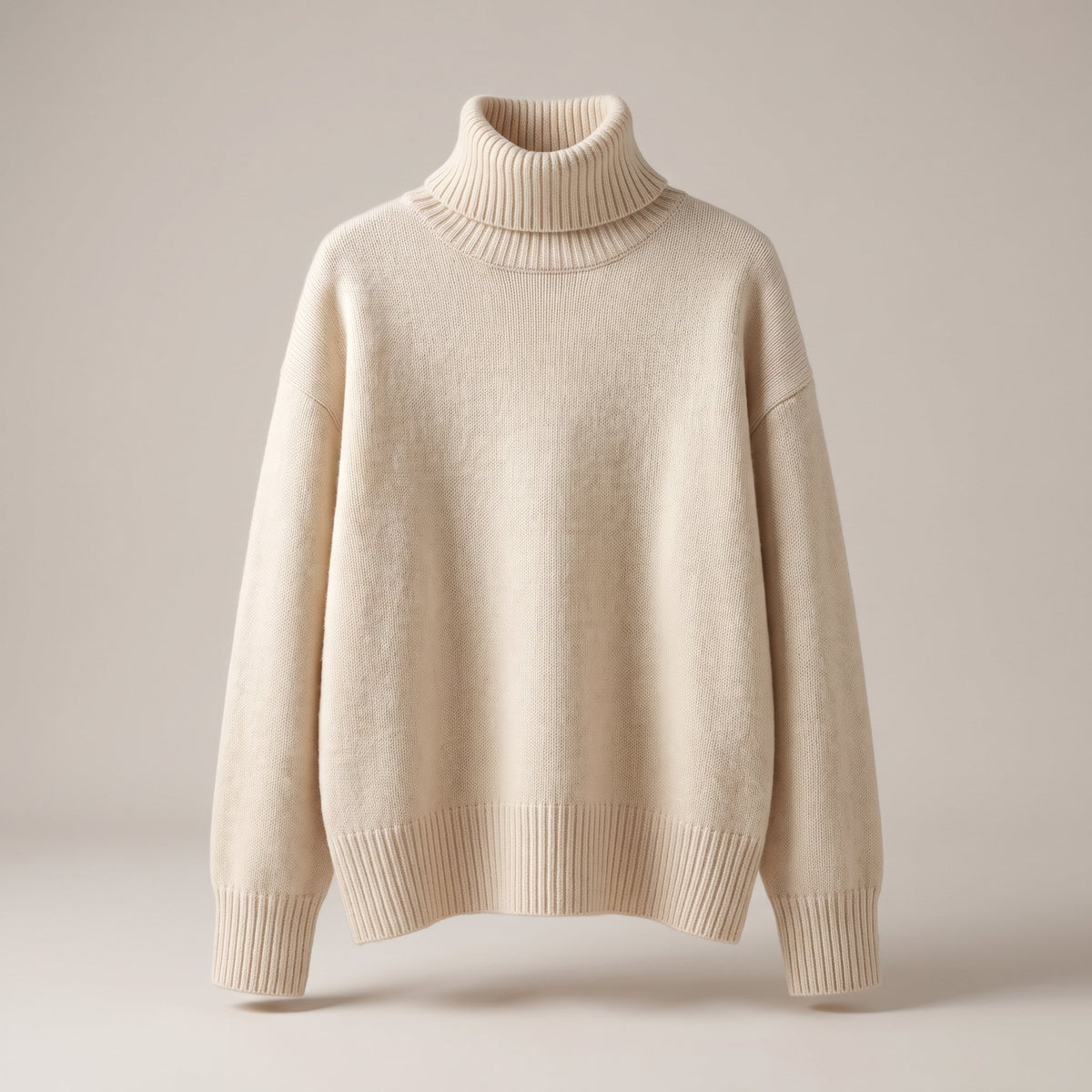 Women's Wool High-Neck Sweater with Dropped Shoulder Back