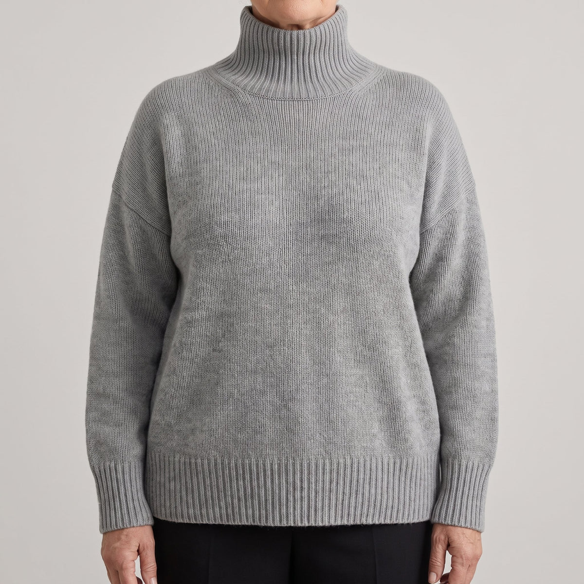 Women's Wool High-Neck Sweater with Dropped Shoulder Hero