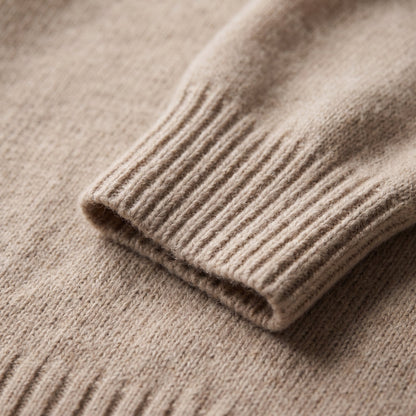 Women's Wool High-Neck Sweater with Dropped Shoulder Side